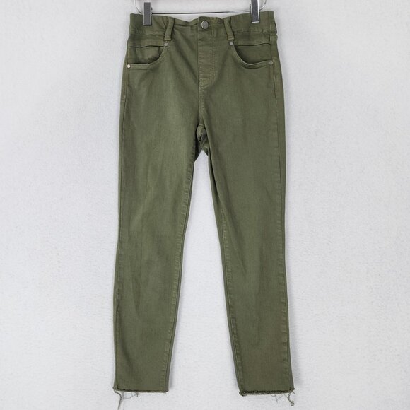 Liverpool Jeans Company Denim - Liverpool Jeans Womens 2 Petite Green Gia Glider Skinny Leg Raw Hem Mid Rise